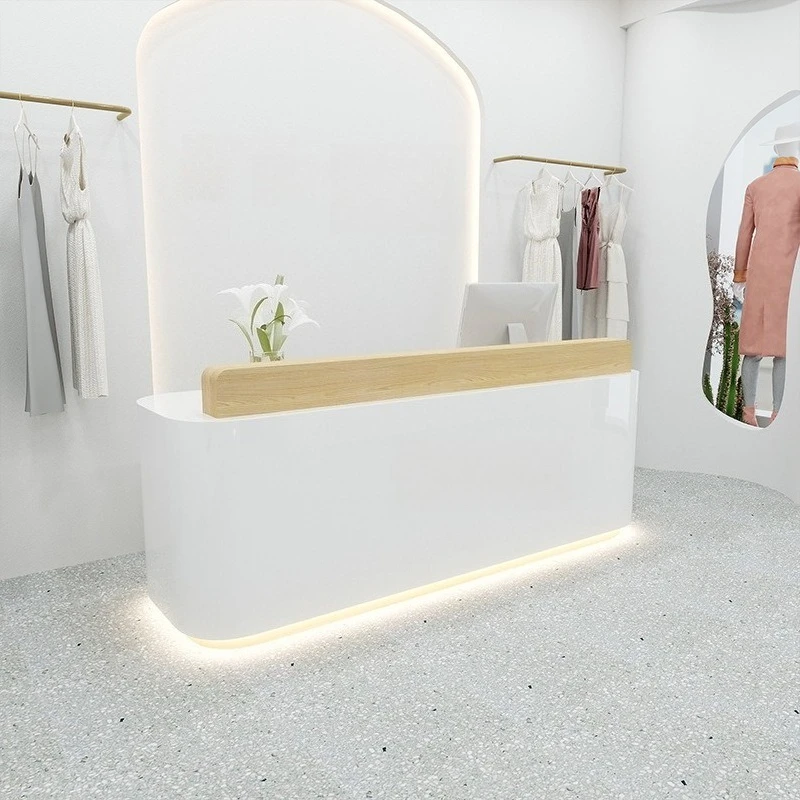 Clothing shop Bar checkout page Simple modern curved counter Barber shop Women's clothing shop Beauty salon Reception desk