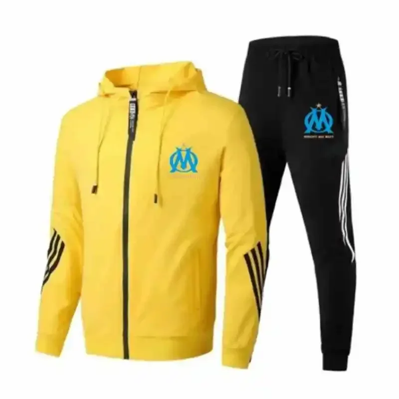 Men's autumn and winter zippered hoodie set with pants, running fitness suit, new fashion ball suit, warm suit, 2024