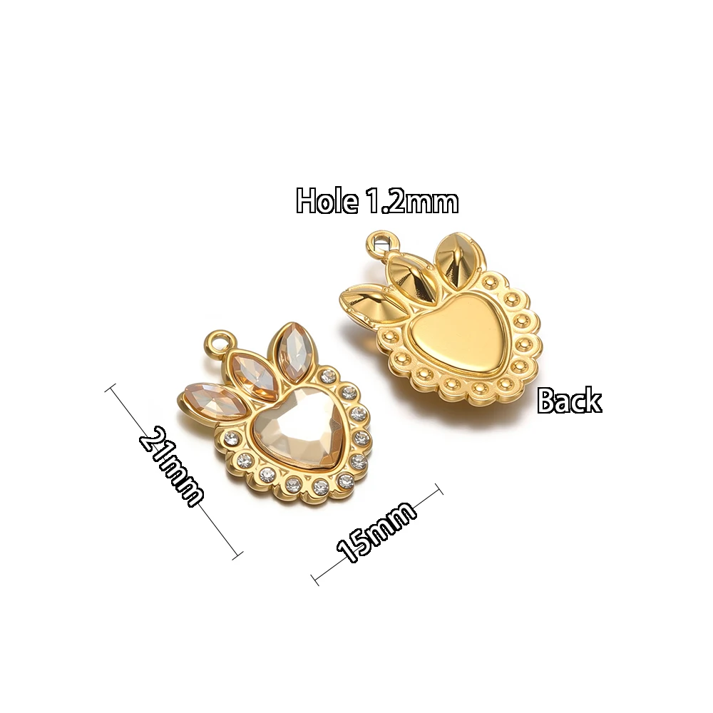 4 Stück Edelstahl-Herz-Strass-Anhänger Zirkon-Anhänger für DIY-Halskettenherstellung Schmuck Armband Zubehör Ohrringe Materialien – Detail 3