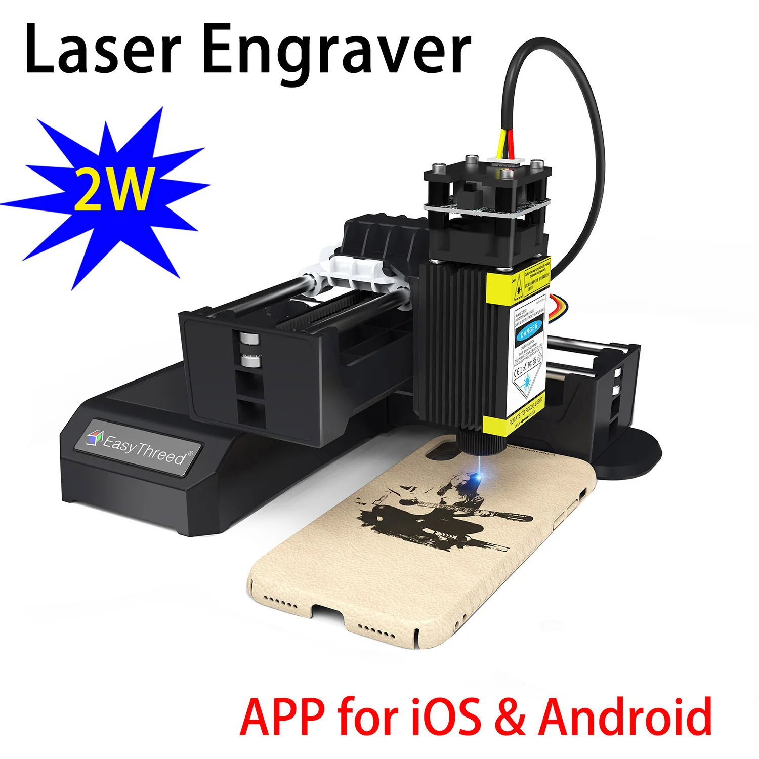 

EasyThreed Laser Engraver 2W Entry Level Beginners Mobile APP Wireless connectivity DIY Creative Engraving Area 100x100mm