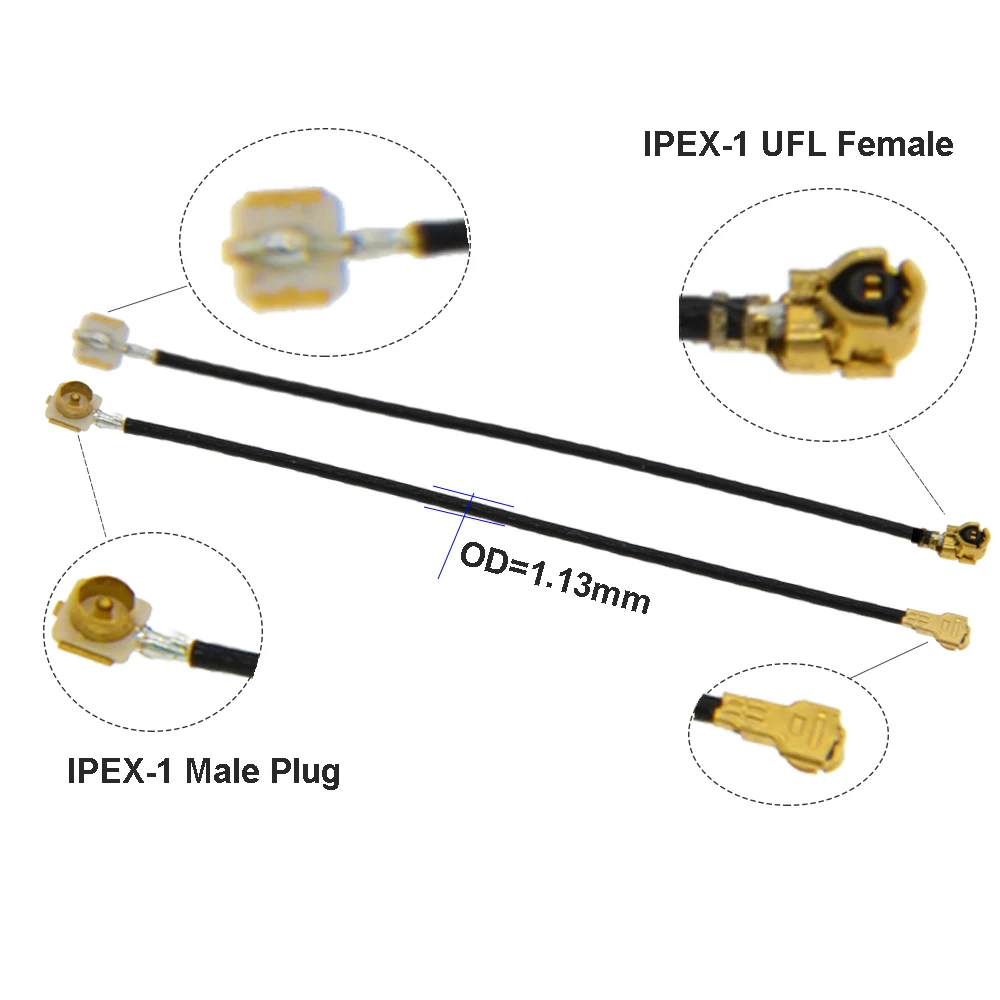 U. fl IPX IPEX1 수-IPEX1/IPEX4 (MHF4) 암 잭 커넥터, 동축 피그테일 와이파이 3G 4G 확장 점퍼, RF0.81, RF1.13, 1 개