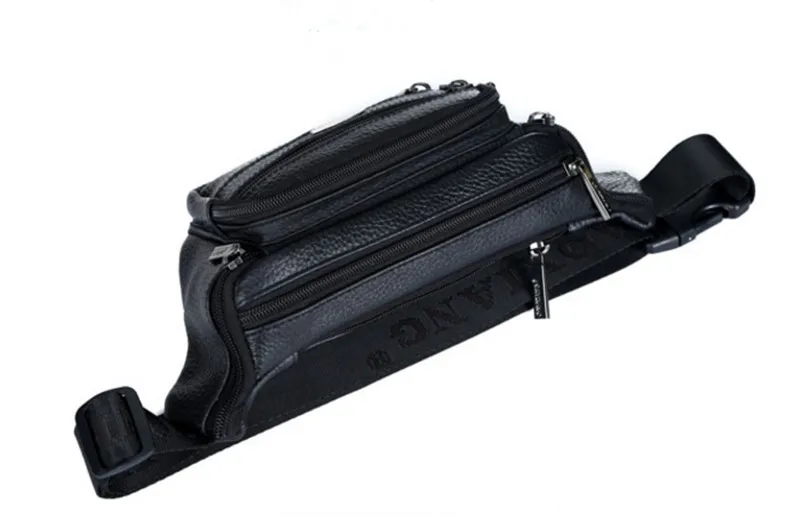 Men Genuine Leather Waist Bags Waterproof Fashion Functional Packs Solid Money Phone Belt