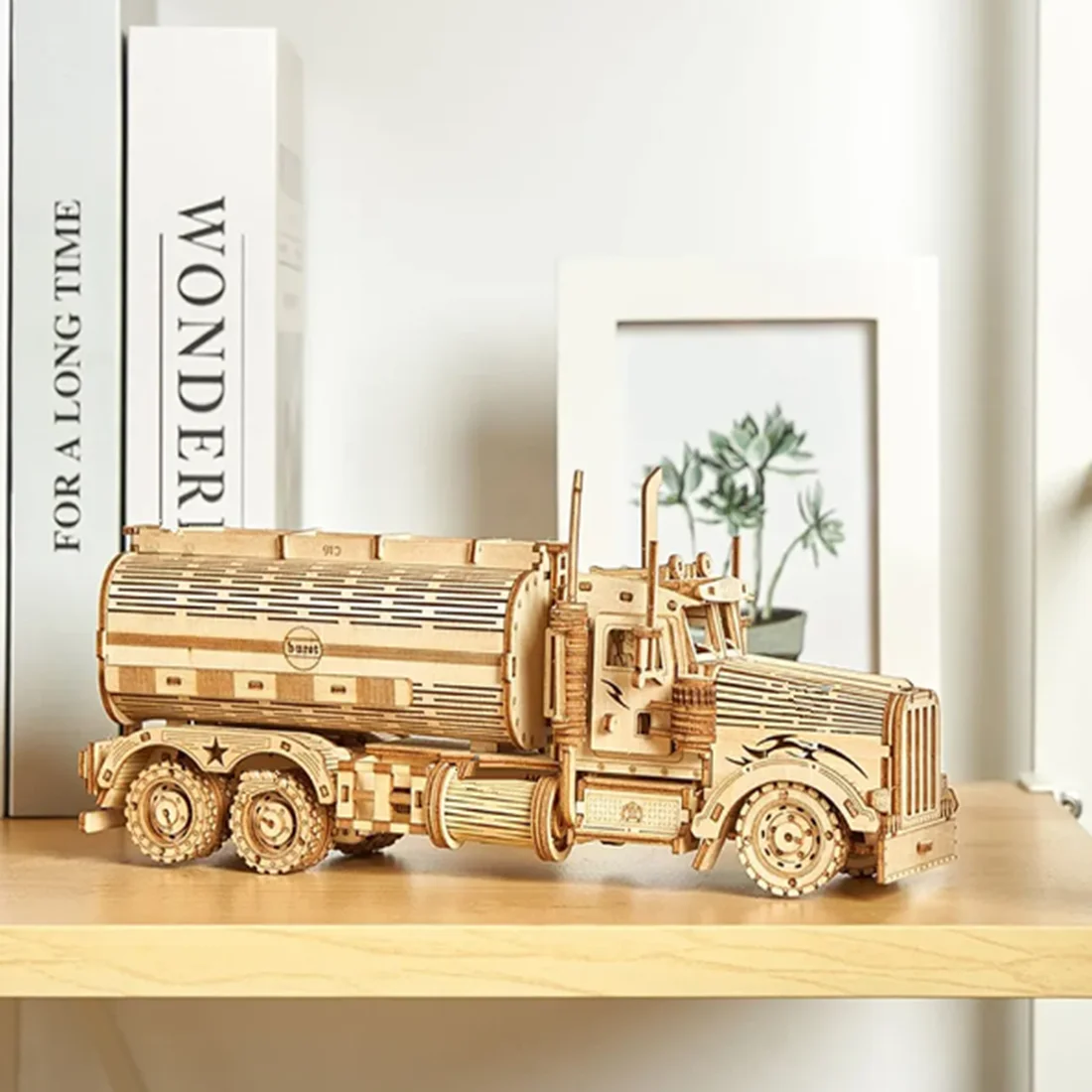 3D Wooden Fuel Truck Model Building Kits para crianças e adultos, puzzles DIY, brinquedo de montagem, brinquedo educativo