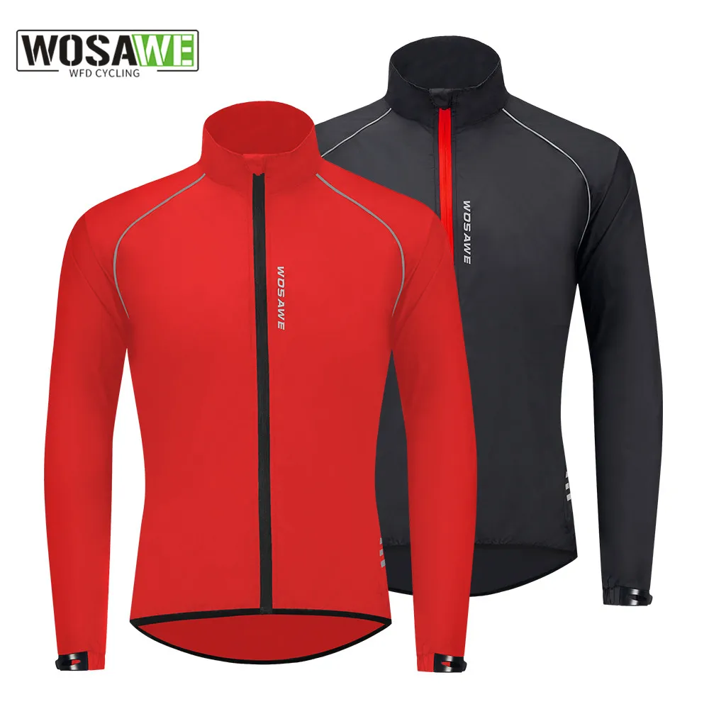 WOSAWE Men's Windbreaker Cycling Jacket Reflective Windproof Waterproof Mountain Bike MTB Jacket Running Riding Bicycle Jerseys