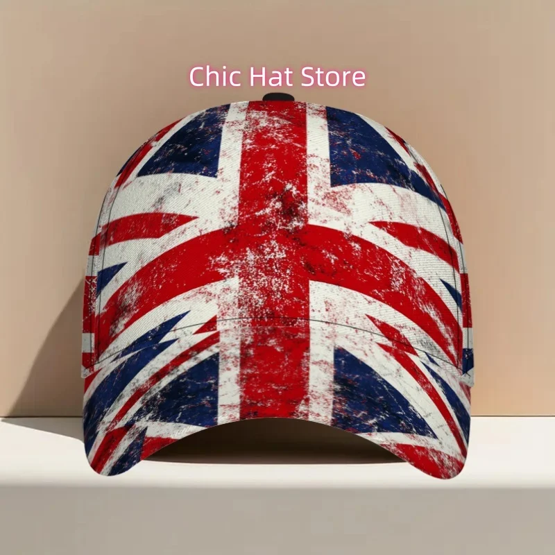 1pc of a Classic Baseball Cap Featuring a Union Jack Design - a Trendy Duckbill Hat That Is Adjustable, Lightweight, And Comfort