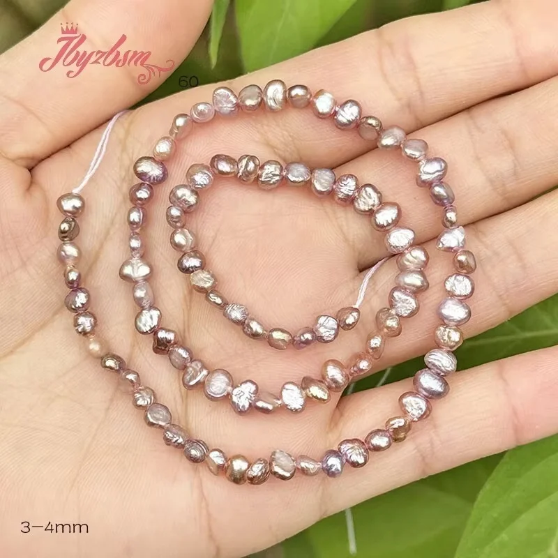 

3-4mm Natural Freeform Freshwater Pearl Stone Beads For Jewelry Making DIY Necklace Bracelet Spacer Strand 15 Inches