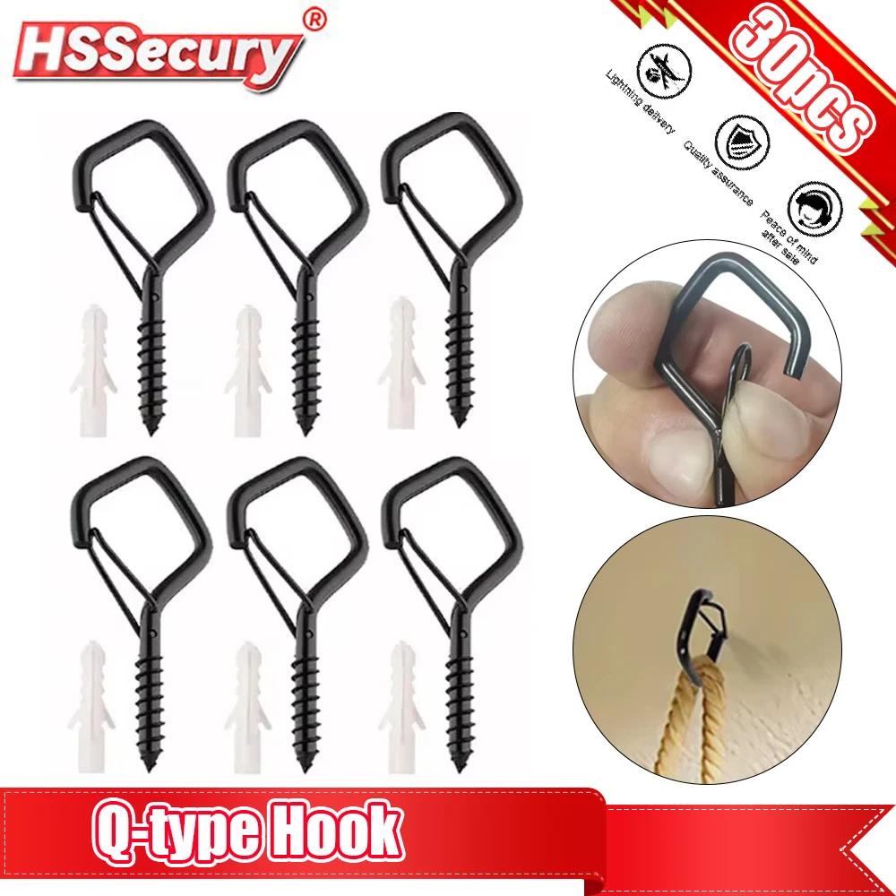 

Q-type Hook With Spring Buckle Self-tapping Screw Sheep Eye Screws Hooking Bolts for Wood Securing 10kg Anti-shedding Wholesale