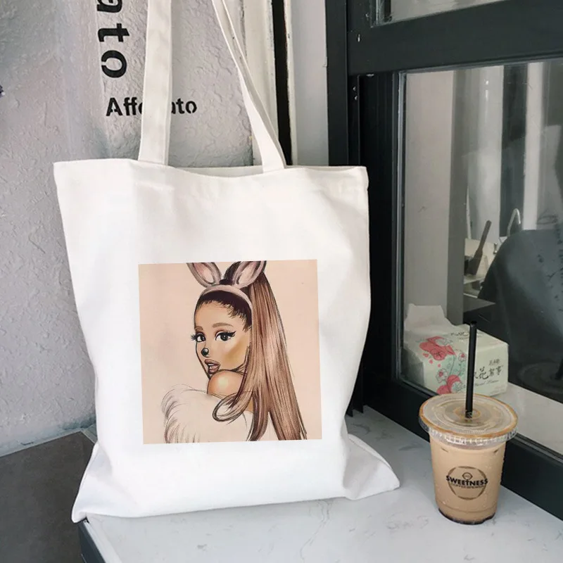 Moda Ariana Grande Borse a tracolla casual di grande capacità Lettera di tela Moda ECO Harajuku Borse con stampa Borse da donna economiche