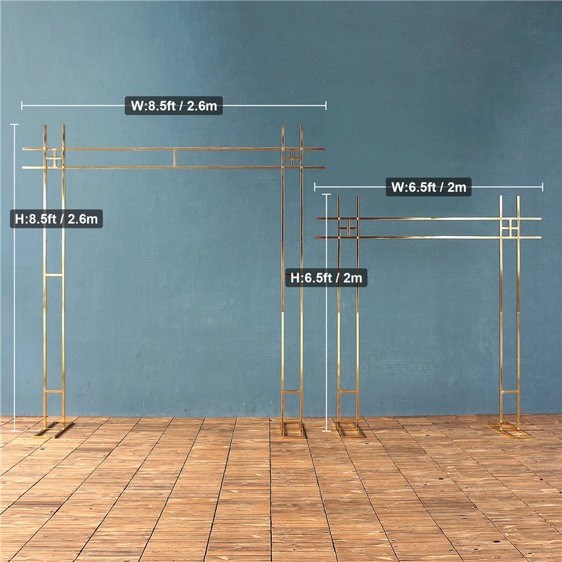 JAROWN 웨딩 아치 반짝 이는 골드 아치 웨딩 소품 더블 폴 스퀘어 플라워 스탠드 야외 프레임 선반 파티 배경 장식