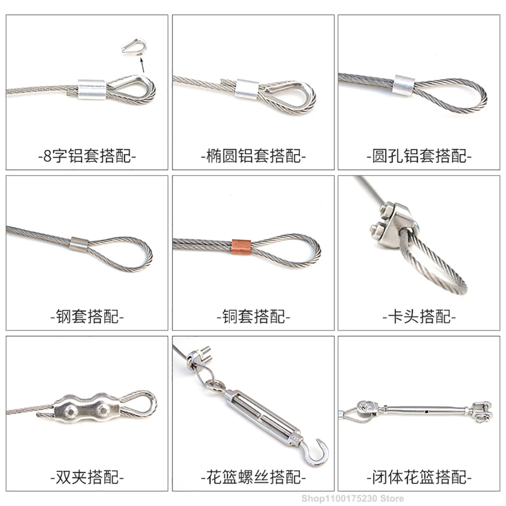 Diameter 0.3mm-4.0mm 304 Stainless Steel Wire Rope Soft Cable Fishing Clothesline Lifting Rustproof Line 7x7 Structure