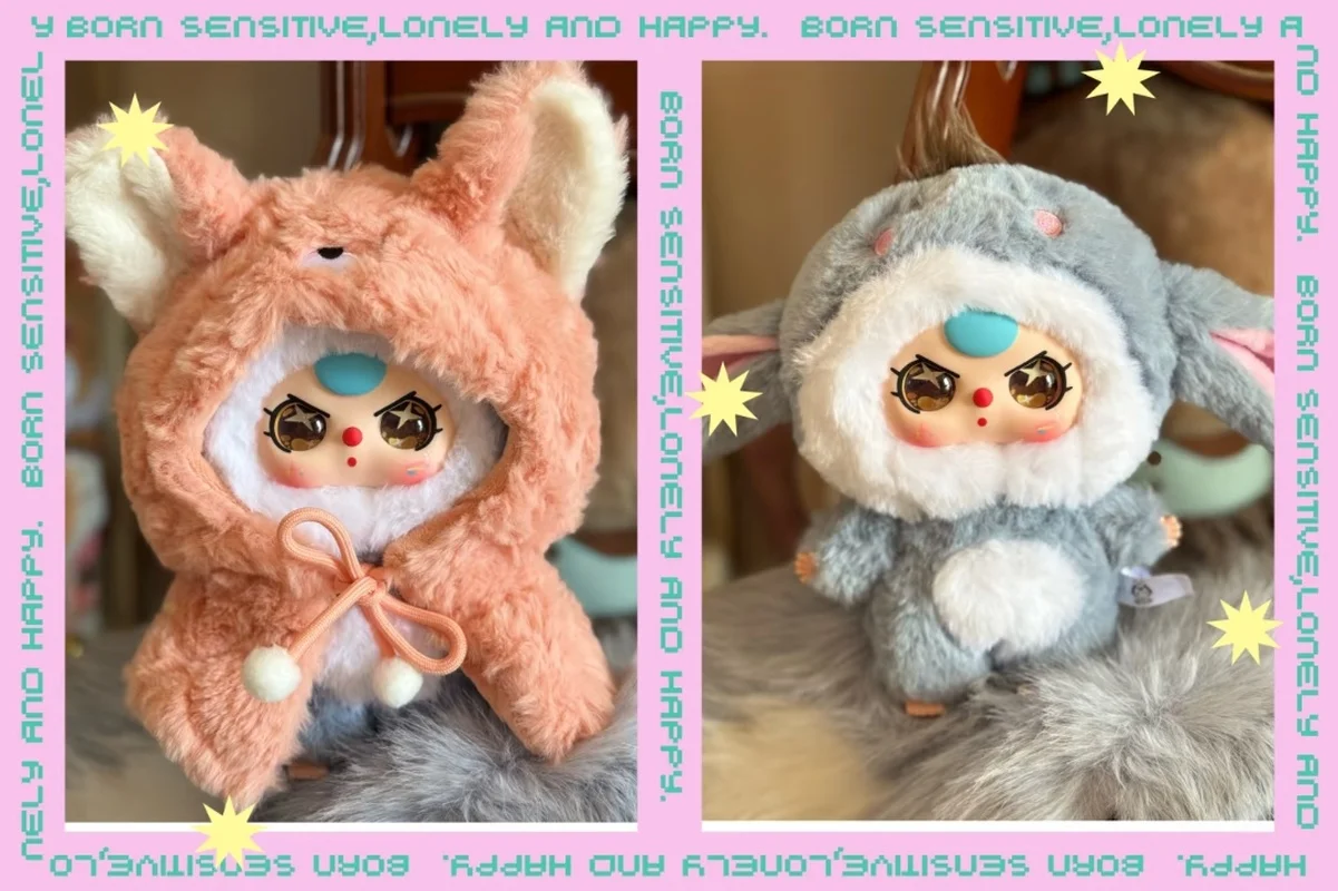 Nieuwe echte baby drie ik ben geen krijger serie mysterie doos schattig vinyl gezicht poppen blinde doos speelgoed verjaardagscadeau tas hanger