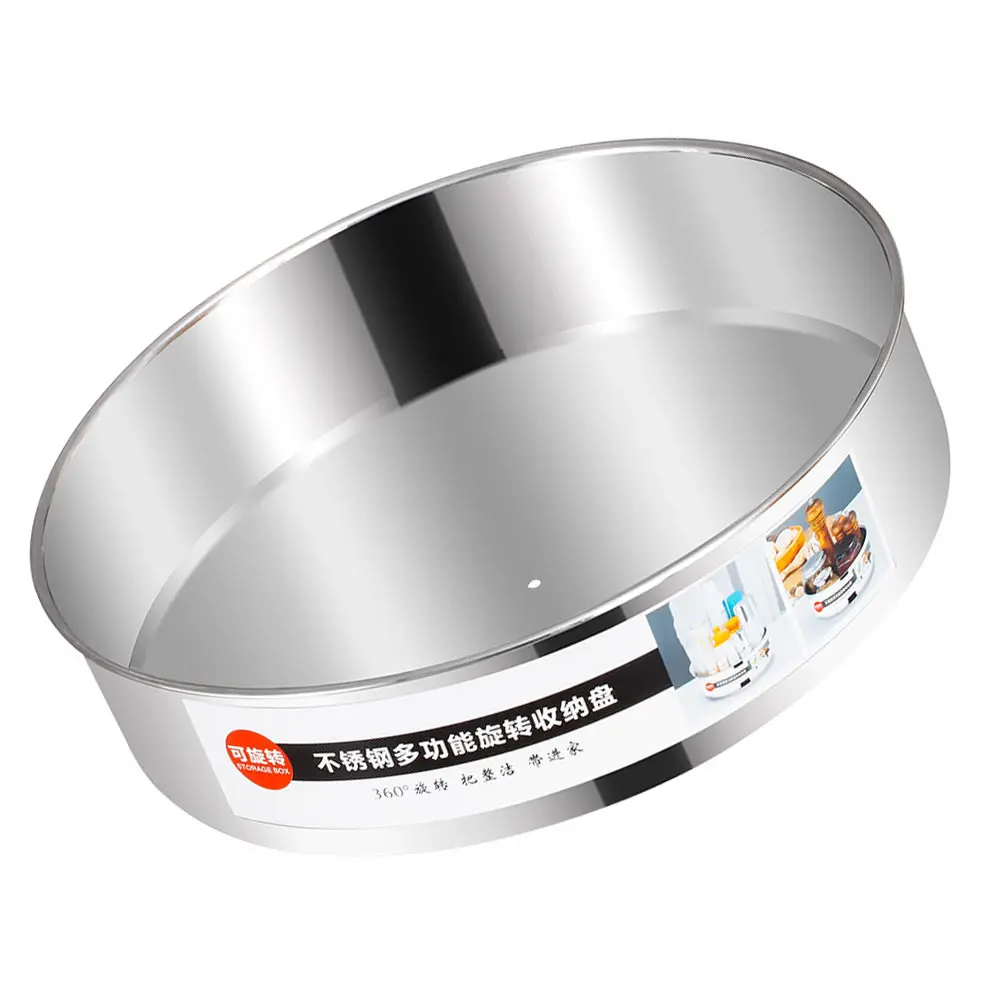 

Stainless Steel Storage Tray Kitchen Container Rotating Design MultiFunction Case Household Supply Simple Practical