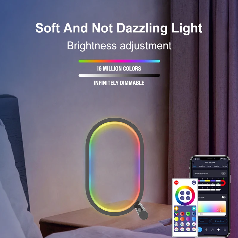 WIFI Intelligent LED Desktop Ambient Night Light RGBIC USB Desk Lamp with App Dimmable Color Change for Bedroom Game Room Study