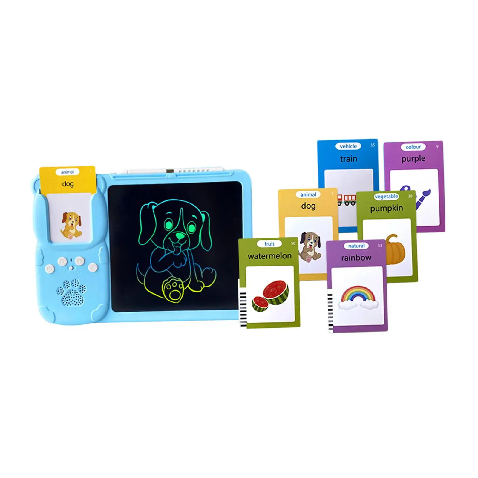 Talking Flash Cards Writing Tablet with Drawing Pad, Pocket Speech Talking Flash