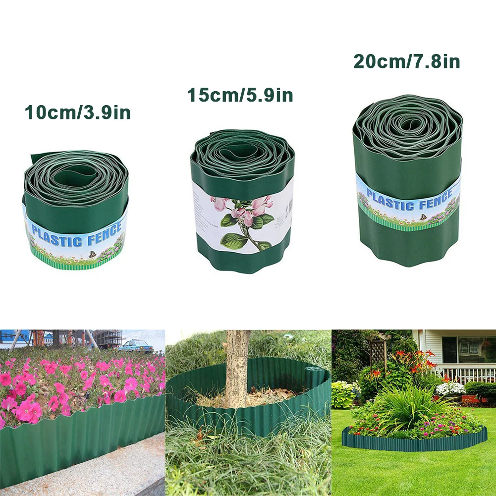 Wave Shaped Plastic Fence Green Garden Grass Fence Waterproof Soil Retaining Roll Fence 10cmX9M/15cmX9M/20cmX9M