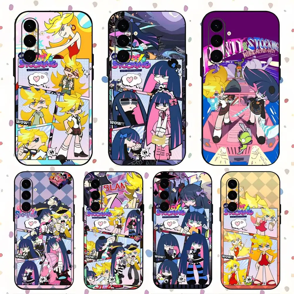 Hot Panty Stocking Cartoon Phone Case For Samsung Galaxy S25 S24 S23 S22 S21 S20 Plus Ultra Note20 Soft Black