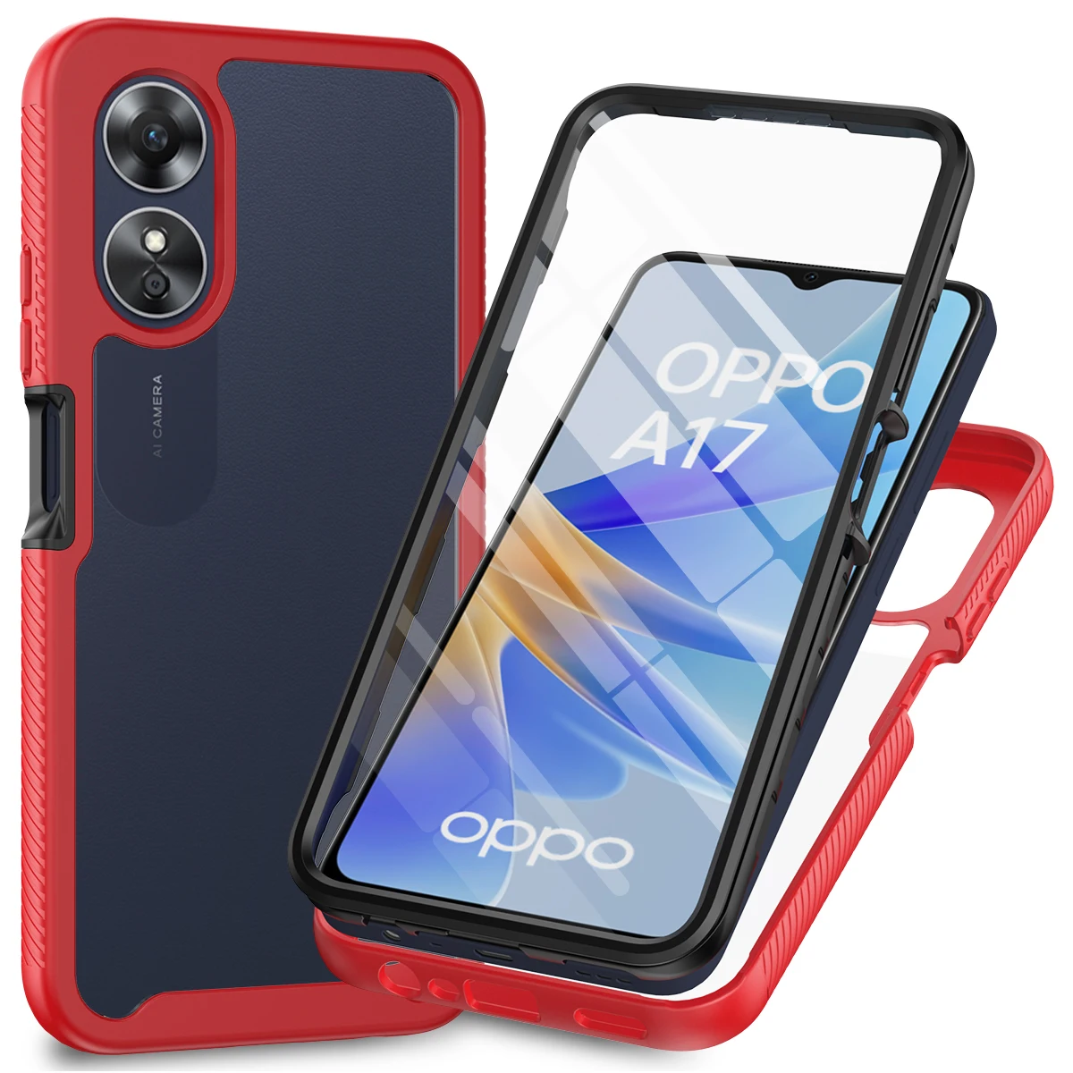 Fit OPPO A17 4G Cover Shockproof Clear Protective Built-in Screen Protector TPU Bumper Cover For Oppo A16/A16S/A54S Cases