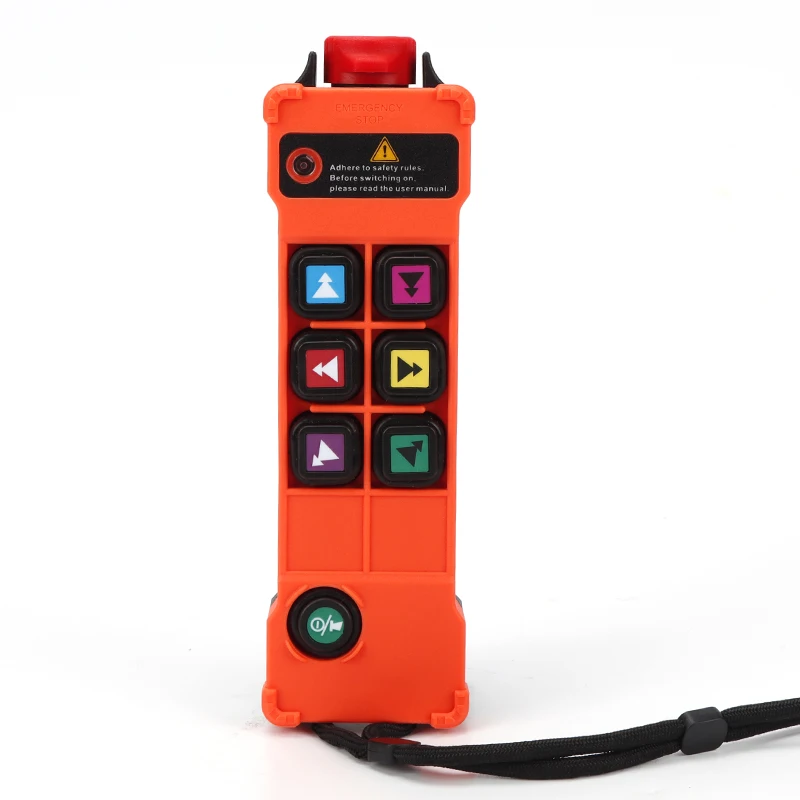 6 ปุ่มความเร็วคู่อุตสาหกรรมไร้สายวิทยุเครนรีโมทคอนโทรลสวิทช์รอกเหนือศีรษะ Bridge Crane Lift ต่อ H206 12-24V