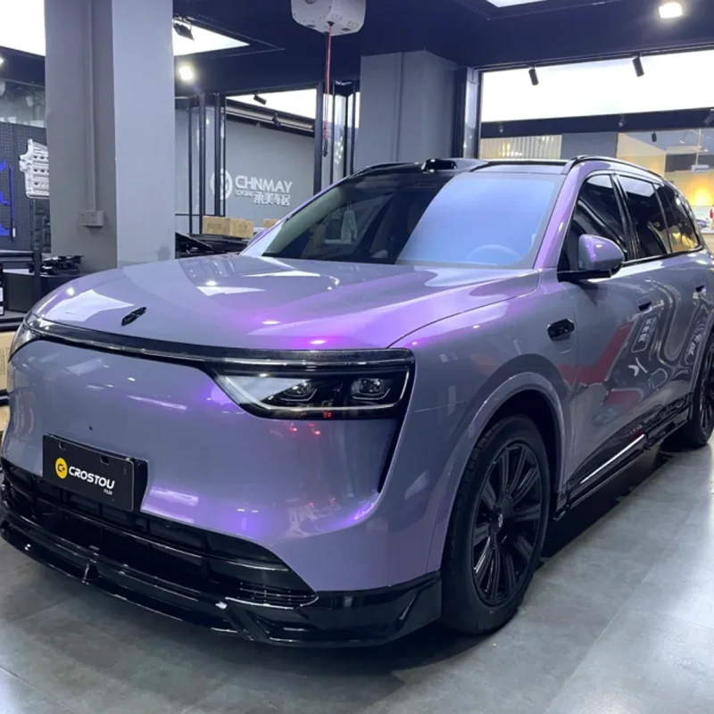 Candy Glossy Chameleon Vinyl Wrap Film Grey to Purple Color Change Self Adhesive Decal Automotive Car Wrapping Foil