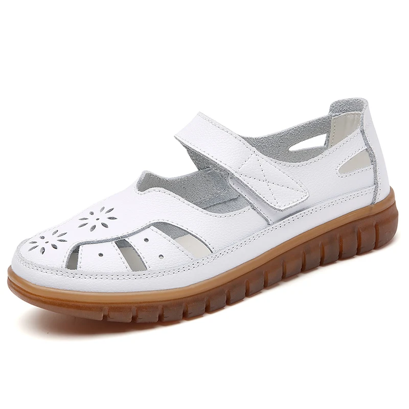 Women Fashion Non-Slip Casual Roman Shoes Ladies Sandals on Sale Off White Shoes Summer Breathable Leather Slippers view 4