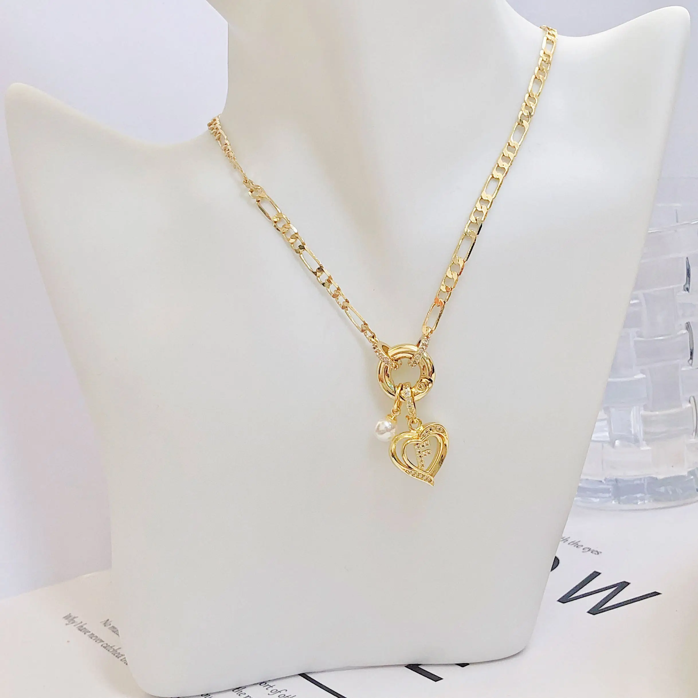 جديد وصول مطلية بالذهب زركونيا 26 الحروف الأولية A-Z مكتنزة سلسلة قلادة للنساء فتاة حفل زفاف اسم الأبجدية مجوهرات #6