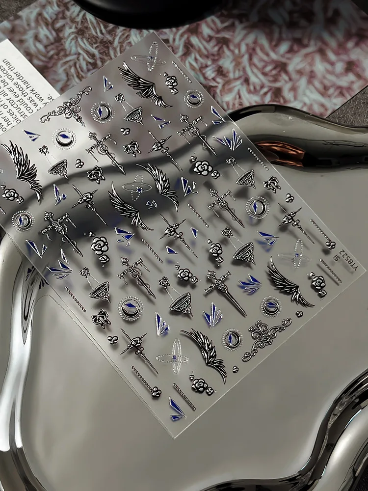 New Retro Cross Nail Stickers