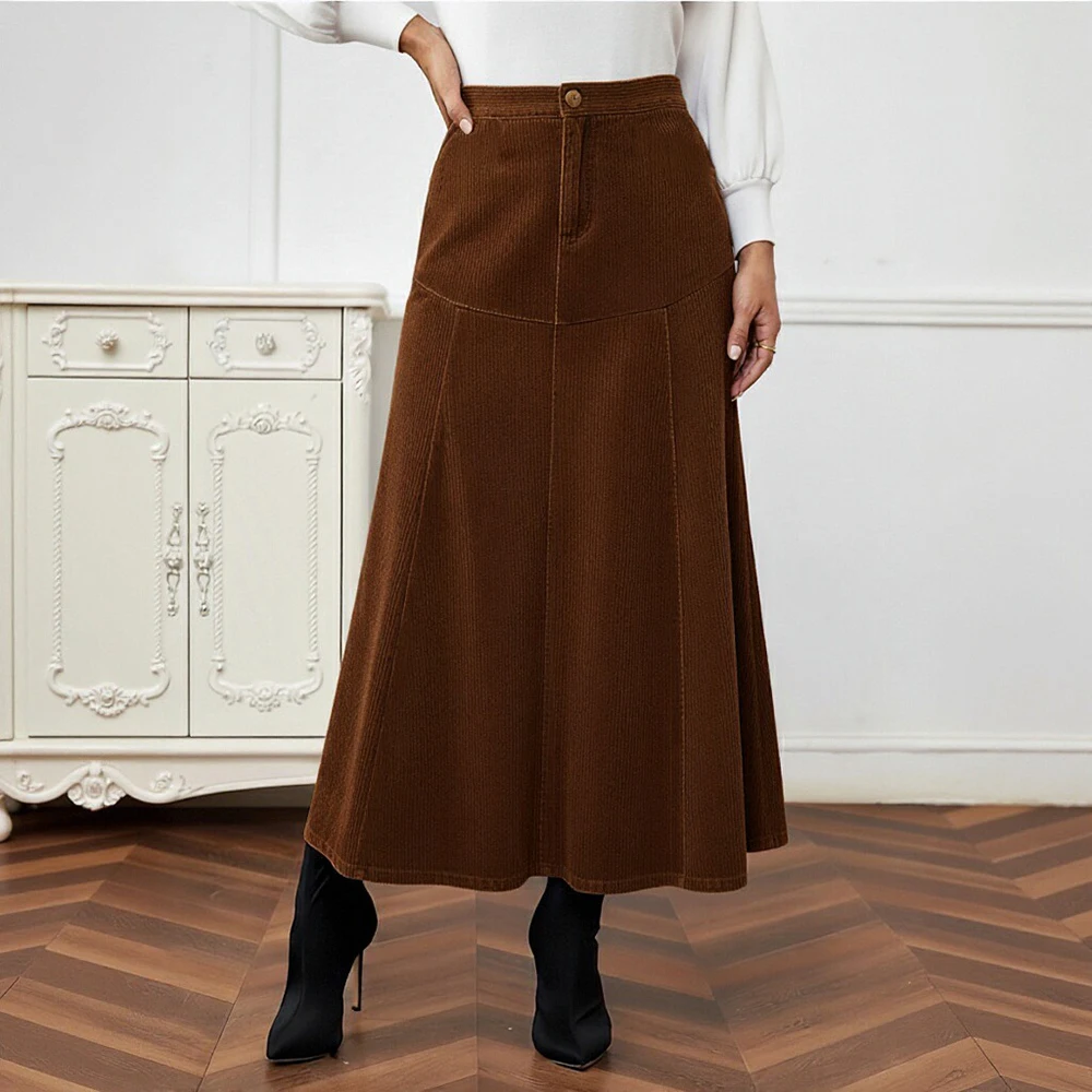 

Autumn Women's Casual Fit A-Line Skirt Mid-Length Regular Waistline Skirts Fashionable Elegant Office Party Wear