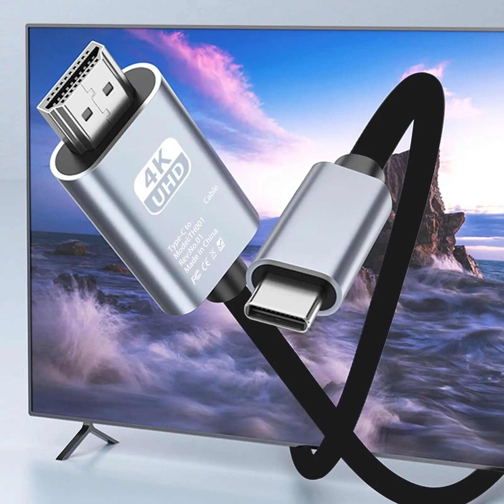 USB C To H DMI Cable 4K 60Hz, USBC To H DMI Adapter Video Cord For Laptop Monitor TV, Conference Room Presentations