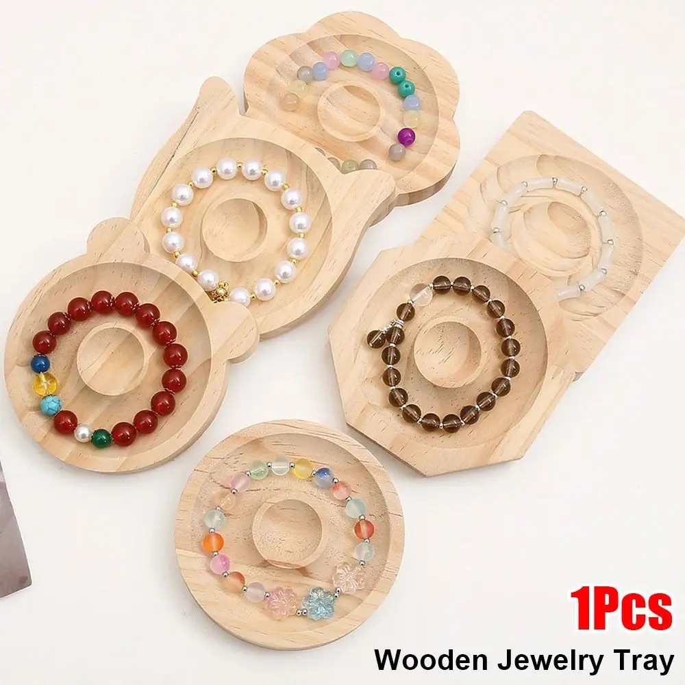 

1Pc Organizer Mat Wooden Jewelry Tray 10cm DIY Bead Design Board Wooden Bracelet Display Stand Plate Jewelry Packaging & Display