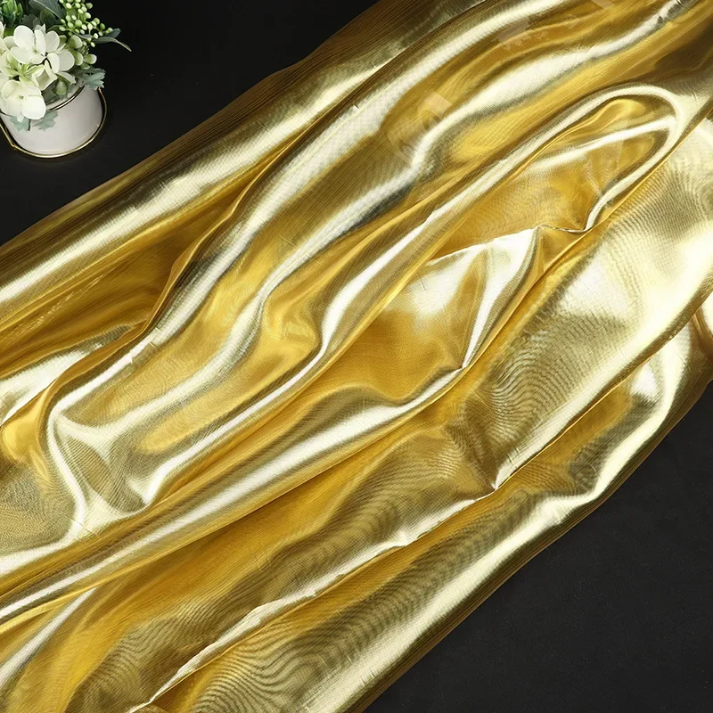 1meter Gold and silver organza fabric wedding background decoration for sewing skirt mesh