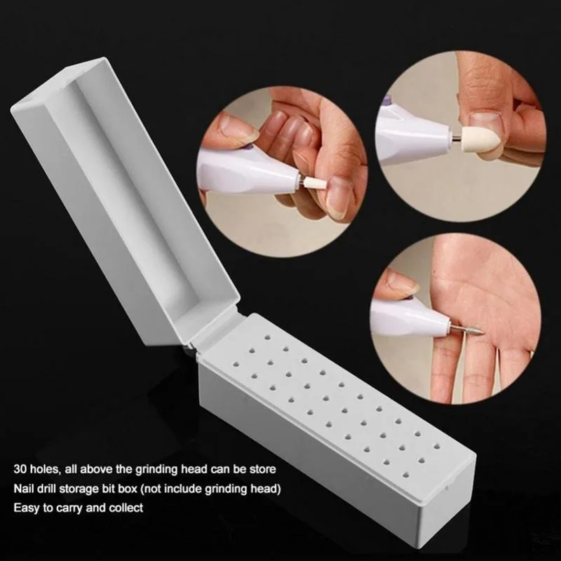 1PC 30 Holes Nail Art Drill Grinding Head Bit Holder Display Storage Box Nail Drill Bits Container Stand Rack view 4