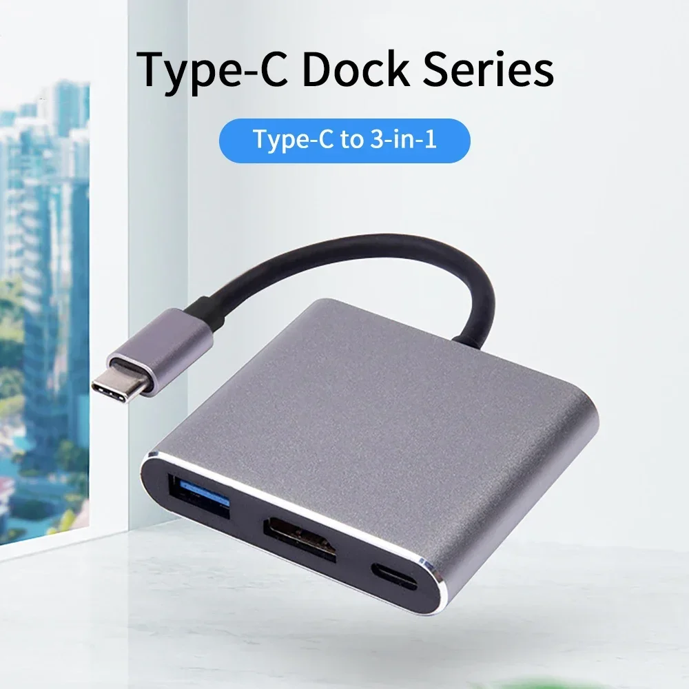 5V 3A 3 in 1 Type C To HD-compatible USB 3.0 Charging Adapter USB-C 3.1 Hub for Mobile phone Computers MAC Microsoft Switch