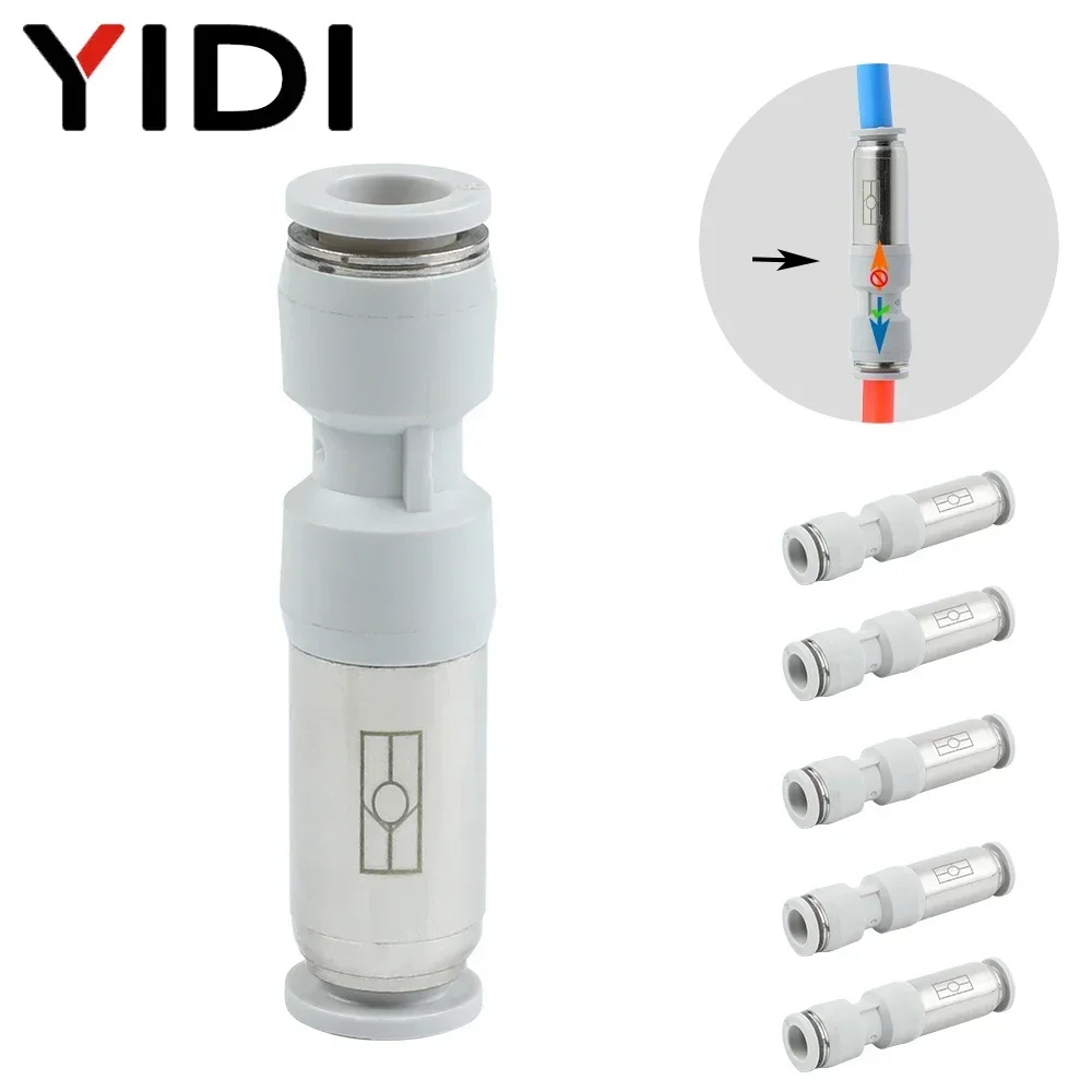 5pcs Pneumatic Check Valve Fitting Air Hose Connection 12mm 10mm 8mm 6mm 4mm 10 8 6 4 Non-Return Pipe Quick Connector Fittings