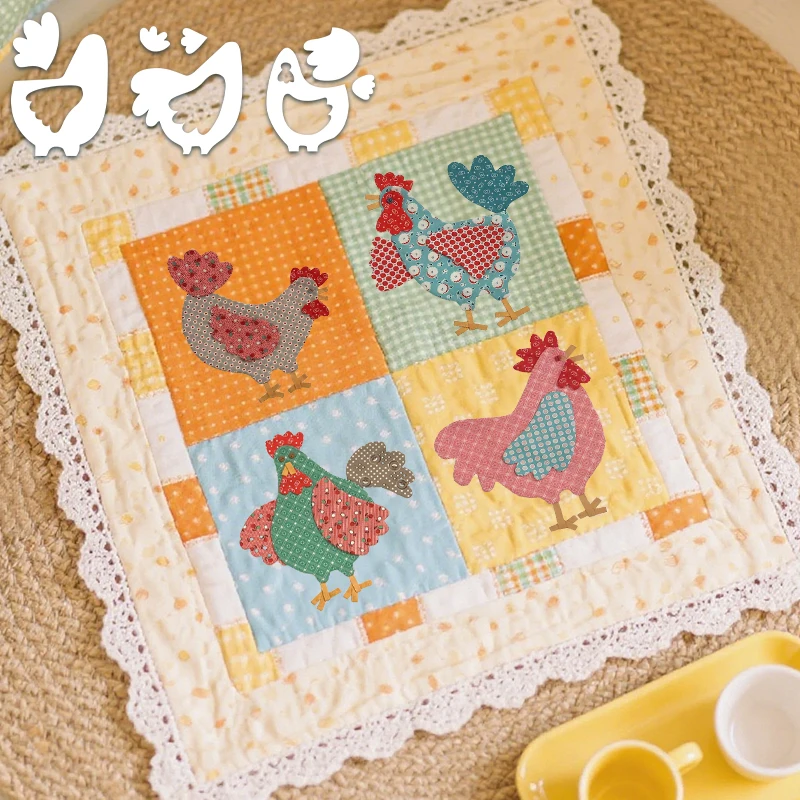 8pcs Rooster Hen Quilting Template Set for DIY