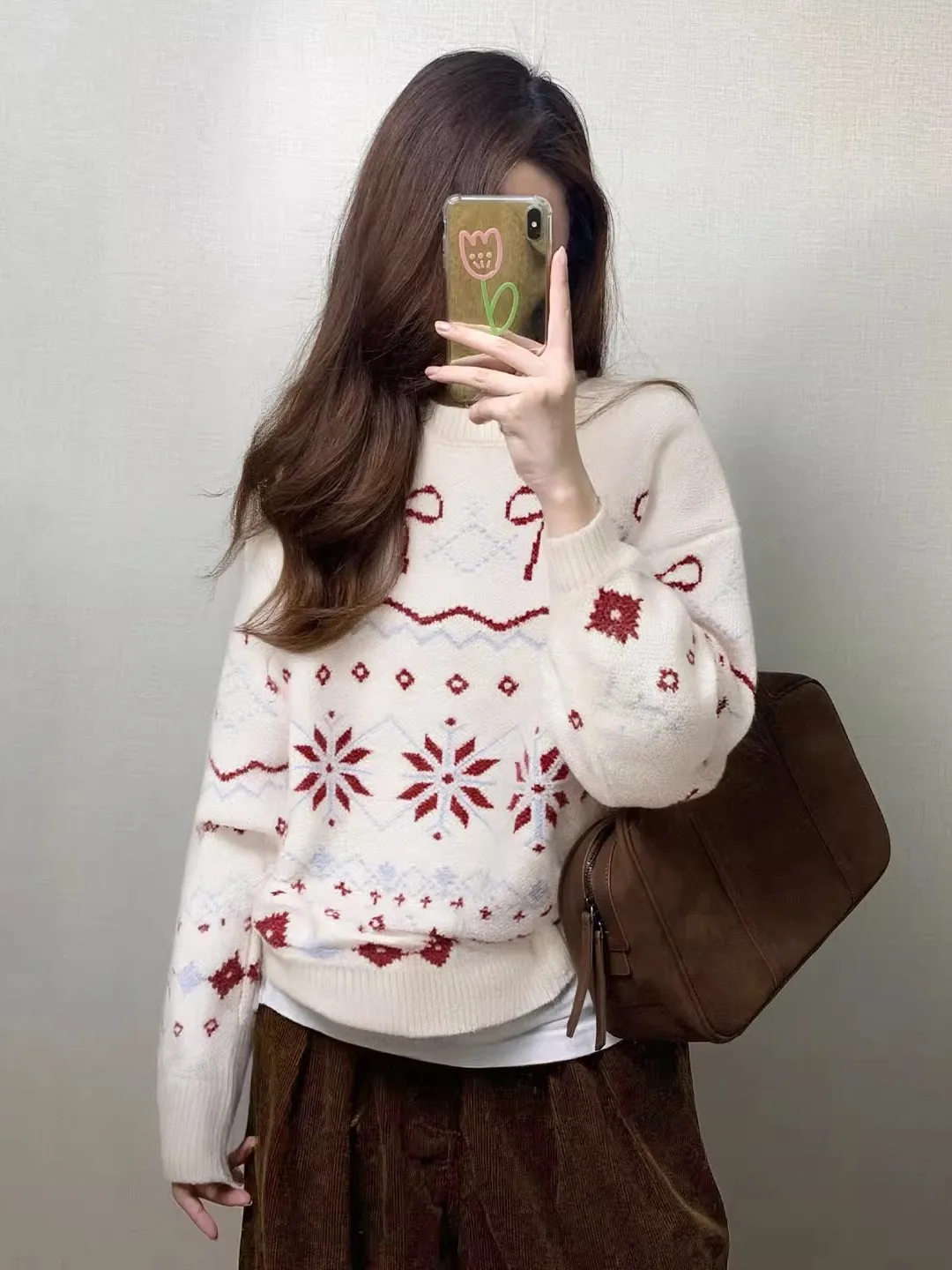 

Retro Cisas Aosphere Snowflake Knitted Sweater Women's Long Sve Soft Comfortable Winter Faion Vintage Sle