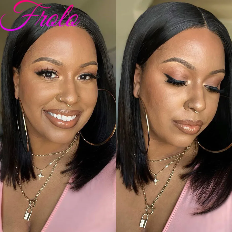 밥 인비저블 스트랩 글루리스 가발 인모 착용 간편 5X5 HD 레이스 프론탈 여름 가발 노 레이브 아웃 쿨 가발 초보자 친화적