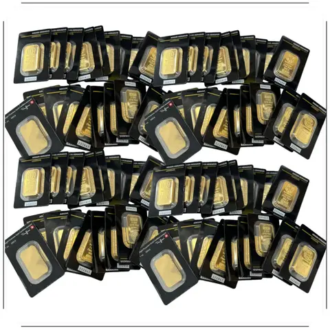 Hot 1oz/20g/50g/100g Swiss Bar Gold Plated Bar Sealed Packaging With Individual Serial No. Coins Collection Copper Crafts Gift