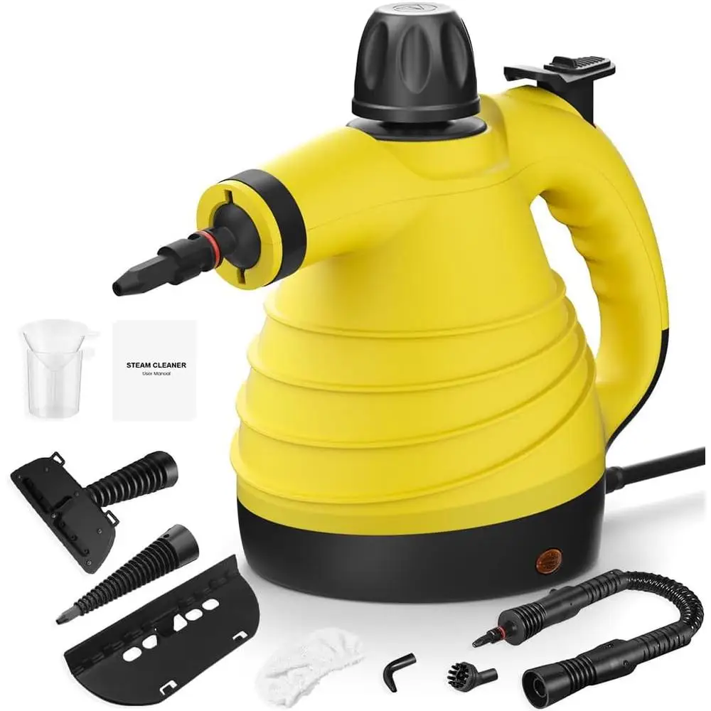 Ручной пароочиститель, пароочиститель под давлением 1050 Вт с 9 аксессуарами, предохранительный замок, быстрый нагрев, домашняя многоцелевая чистка