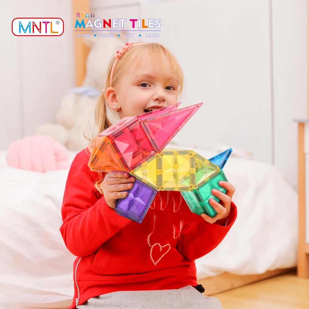 MNTL-juguetes magnéticos educativos para niños pequeños, bloques de construcción de desarrollo STEM, azulejos magnéticos, ladrillos de construcción, regalo para bebés, 36 piezas