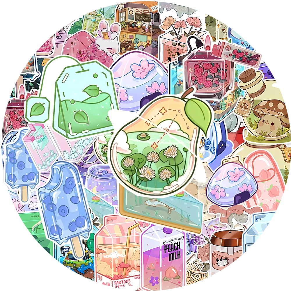 

10/20/40pcs Cartoon Drink Cup Bottle World Stickers Cute Ins Style Aesthetic Sticker Notebook Guitar Diary Phone Decals Kids Toy