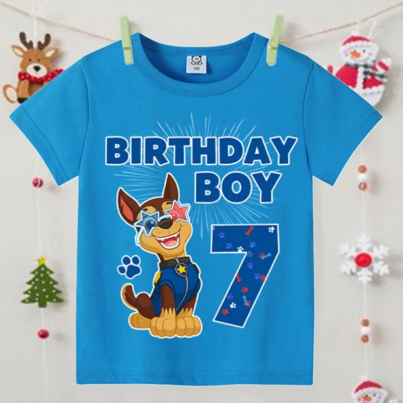 Paw Patrol Kids T-shirts Anime Cartoon Number 1-10 Printing Short Sleeved Shirt Boys Summer Fashion Hip Hop Top Kids Clothes