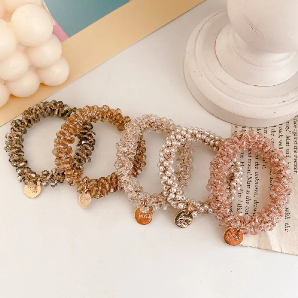 اكسسوارات الشعر الأربطة المطاطية لطيف عقال الفتيات مطاطا الخرز كريستال اللؤلؤ حلقات الشعر حبل الشعر أغطية الرأس