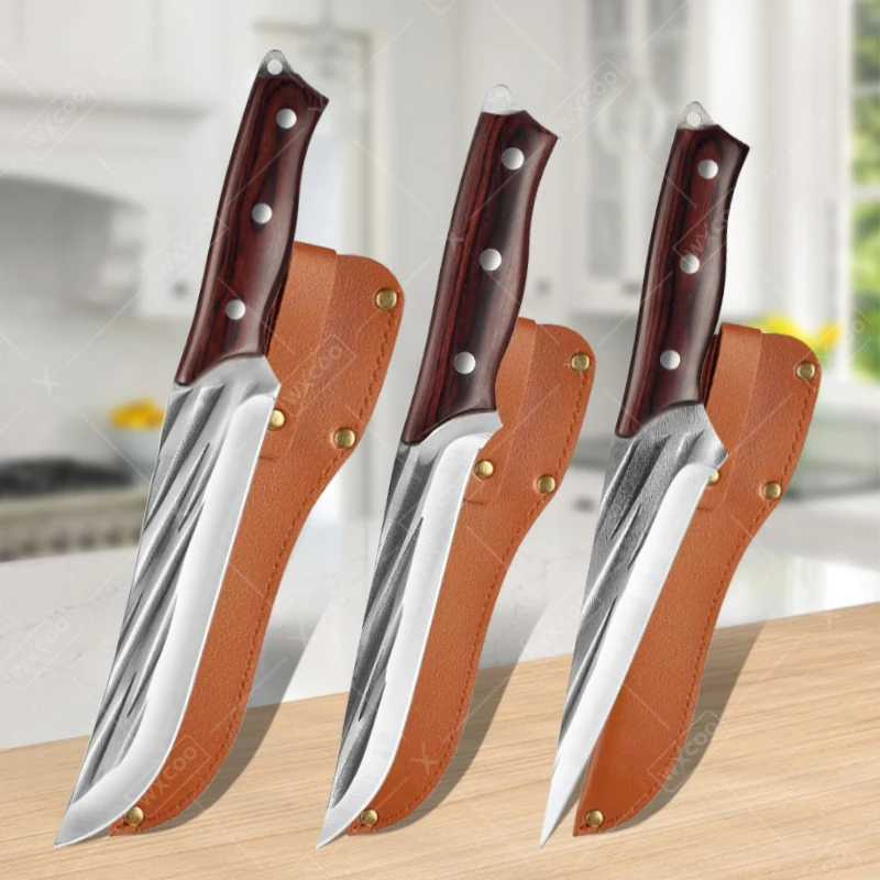 

WXCOO Stainless Steel Kitchen Chef's Knife Forged Boning Knife High Carbon Slaughter Meat Cleaver Fruit Peeler Fish Filleting