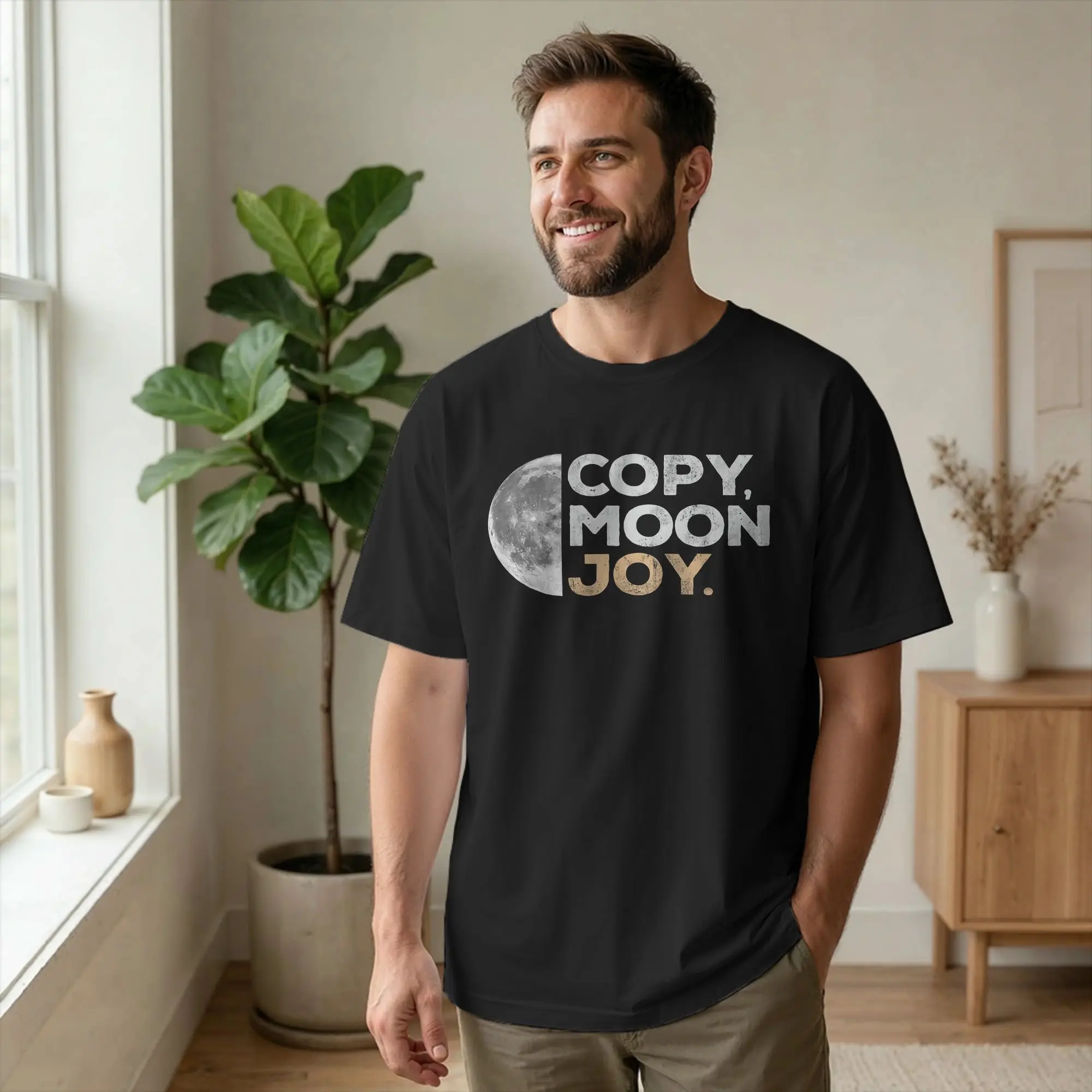 Men Artemis II Copy Moon Joy Funny T Shirts Lunar Quote 100% Cotton merch Novelty Short Sleeve Crew Neck Tees Summer T-Shirt