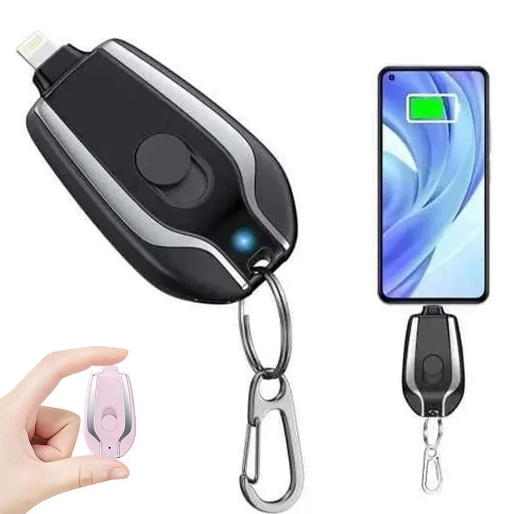Carregador Portatil Chaveiro 1500mah Recarga Rapida de Emergencia Para Celulares em Movimento Design Compacto e Confortavel de L
