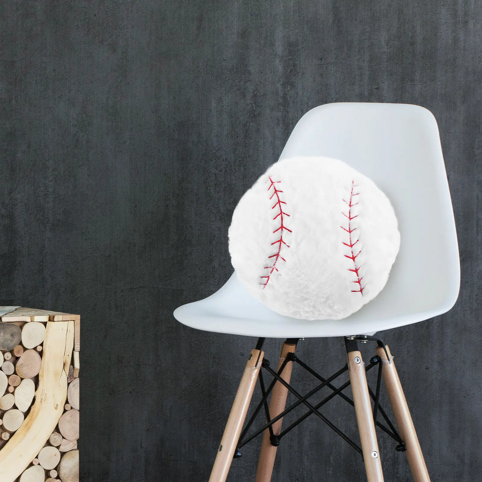 Baseball Shape Throw Pillow Round Cushion Soft Cozy Decorative Sofa Chair Bedroom Home Decor Ball Design Elegant Solid Color