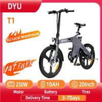 DYU T1 Electric Bike 250W Brushless Motor 36V10AH Lithium Battery Magnesium Alloy E-bike Adult 20-in Tire Fold Electric Bicycle