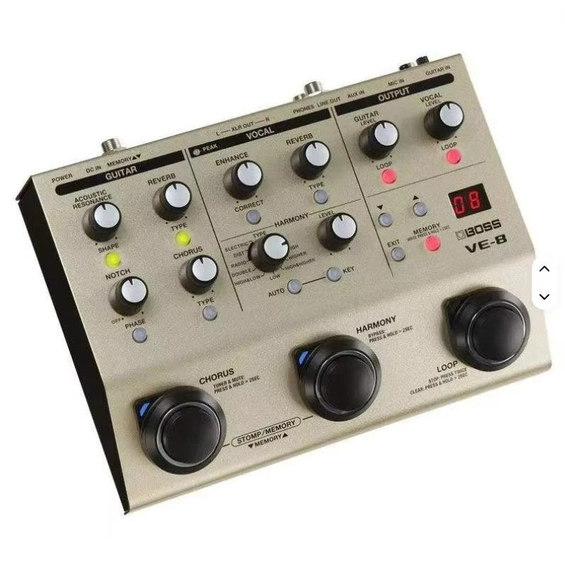 Boss VE-8 Folk Electric Guitar Effect Pedal Acoustic Melody Loop with Human Voice Loop for Singing Musical Instrument Accessory