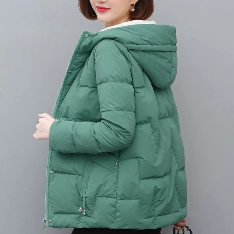 Quilted Padded Women\'s Jackets Patchwork Female Coats Duck Down Hoodie Long Padding Thick Overcoat Korean 2024 Aesthetic Elegant