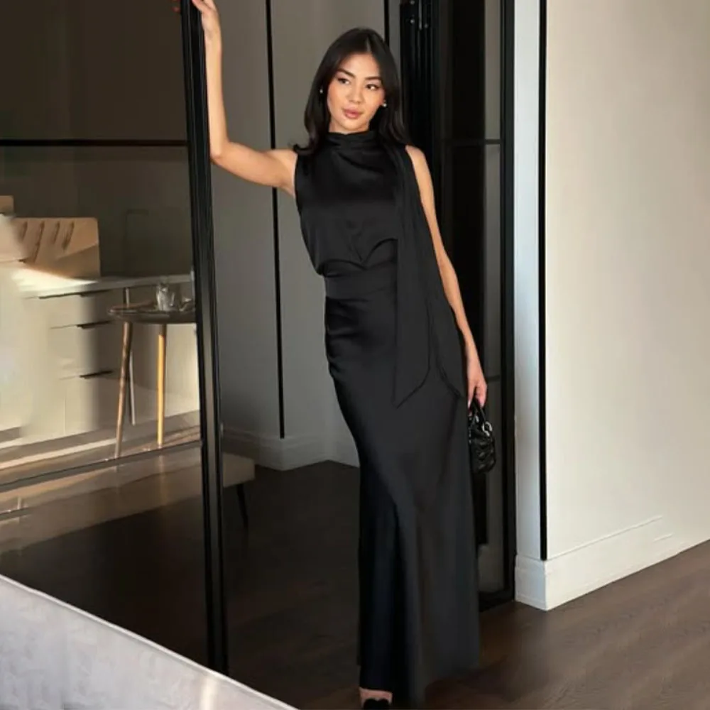 

Высококачественные черные женские платья без рукавов по индивидуальному заказу, трапециевидные платья, платье корейский стиль